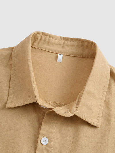 Linen Style Short Sleeve Two Pocket Shirt coofandystore 