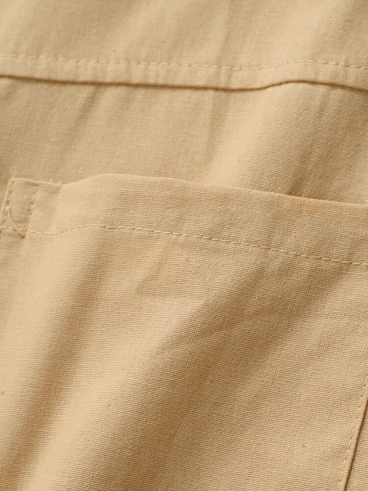 Linen Style Short Sleeve Two Pocket Shirt coofandystore 