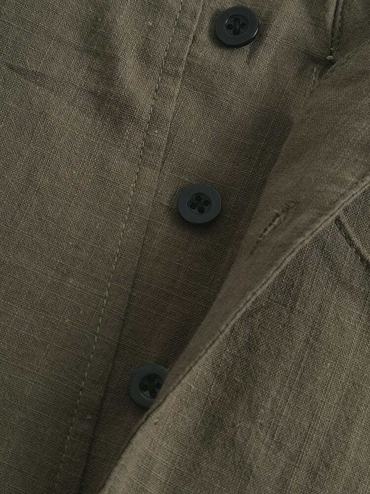 Linen Style Stand Collar Button Top Shirt coofandystore 
