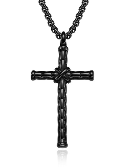 Cross Pendant Chain Necklace Accessories coofandystore Black 