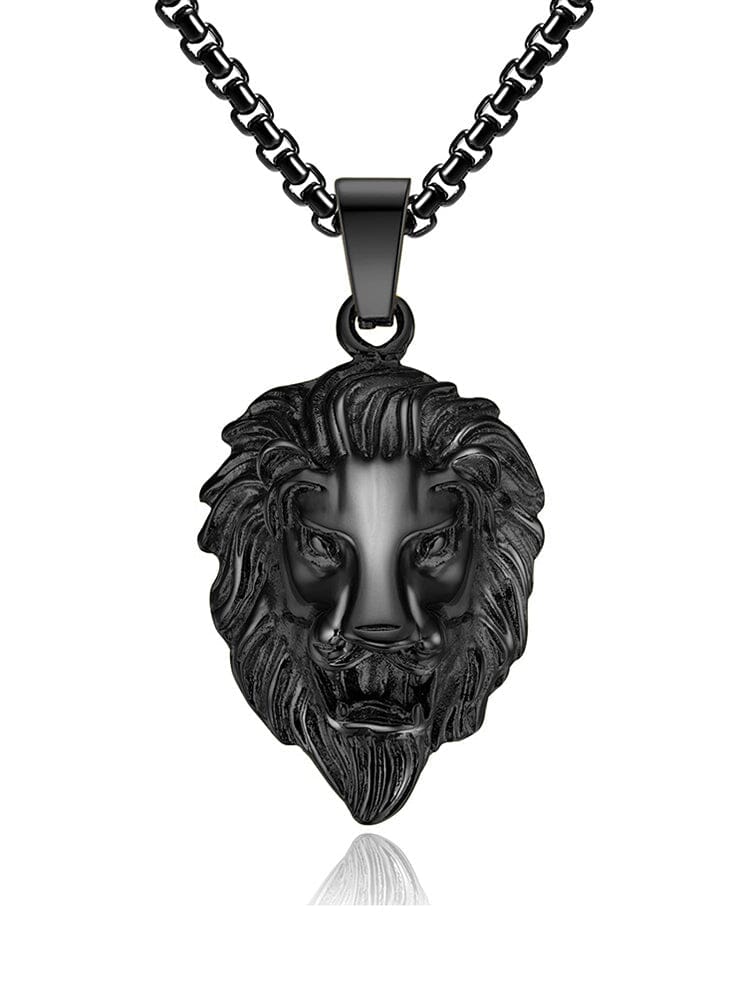 Lion Head Pendant Necklace Accessories coofandystore Black 