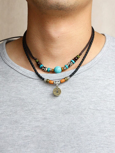 Faux Turquoise Bead Coin Pendant Accessory coofandystore 