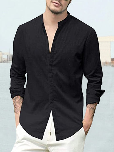 Coofandy Long Sleeve Linen Style Shirt Shirts coofandy Black M 