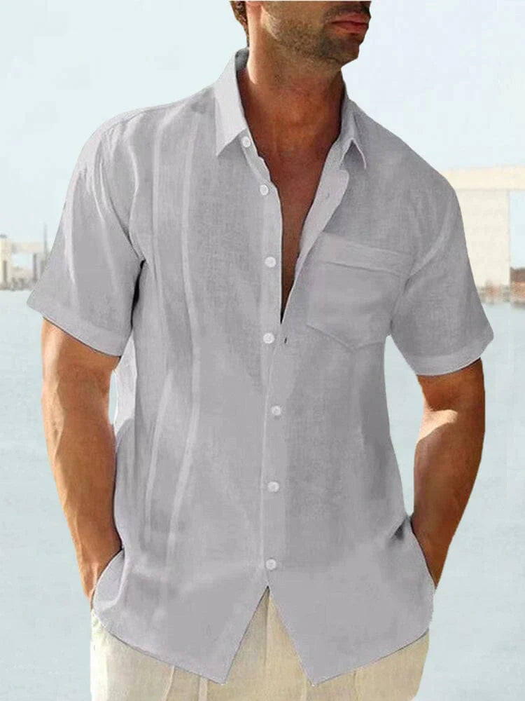 Coofandy Short Sleeve Linen Style Shirts coofandy Grey M 