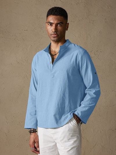 Cotton Style Long Sleeve Botton Shirt Shirts coofandy Blue S 