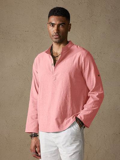 Cotton Style Long Sleeve Botton Shirt Shirts coofandy Pink S 