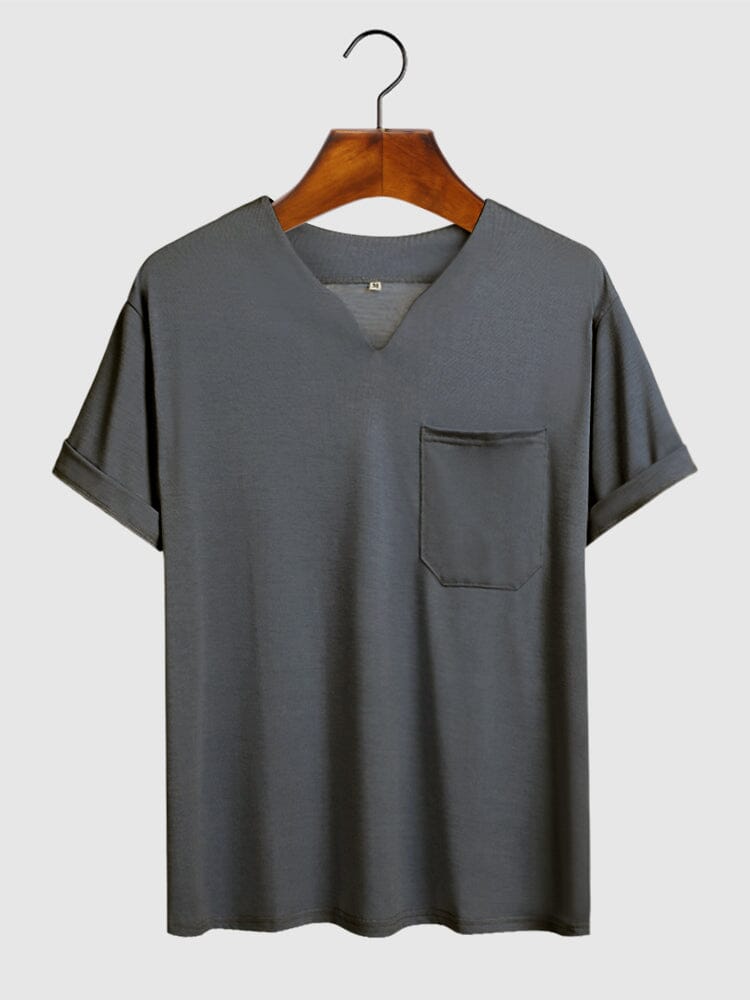 Coofandy Loose V neck T-shirt coofandy Dark Grey S 