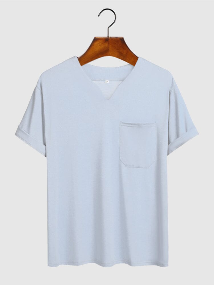 Coofandy Loose V neck T-shirt coofandy White S 