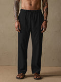 Cotton Linen Style Yoga Pants With Pockets Pants coofandystore Black S 