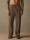 Cotton Linen Style Yoga Pants With Pockets Pants coofandystore Brown S 