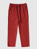 Linen Style Yoga Pants With Pockets Pants coofandystore Red S 