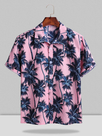 Coofandy Hawaiian coconut tree shirt Shirts coofandy Pink S 