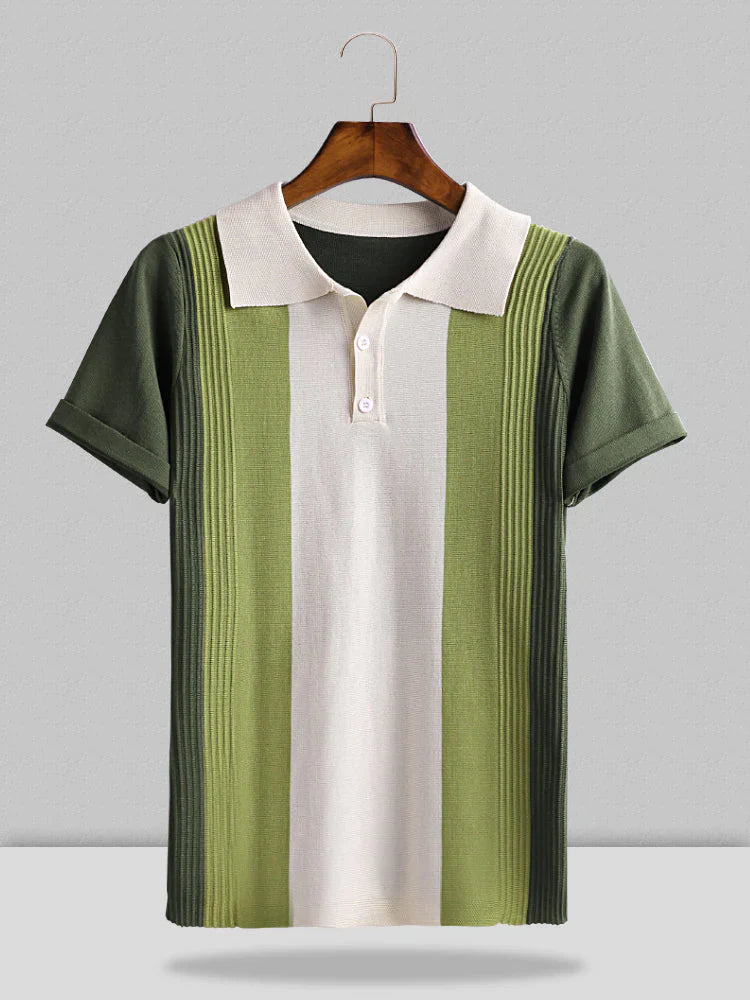 Coofandy Green Stripe Polo Shirt Polos coofandy Green S 