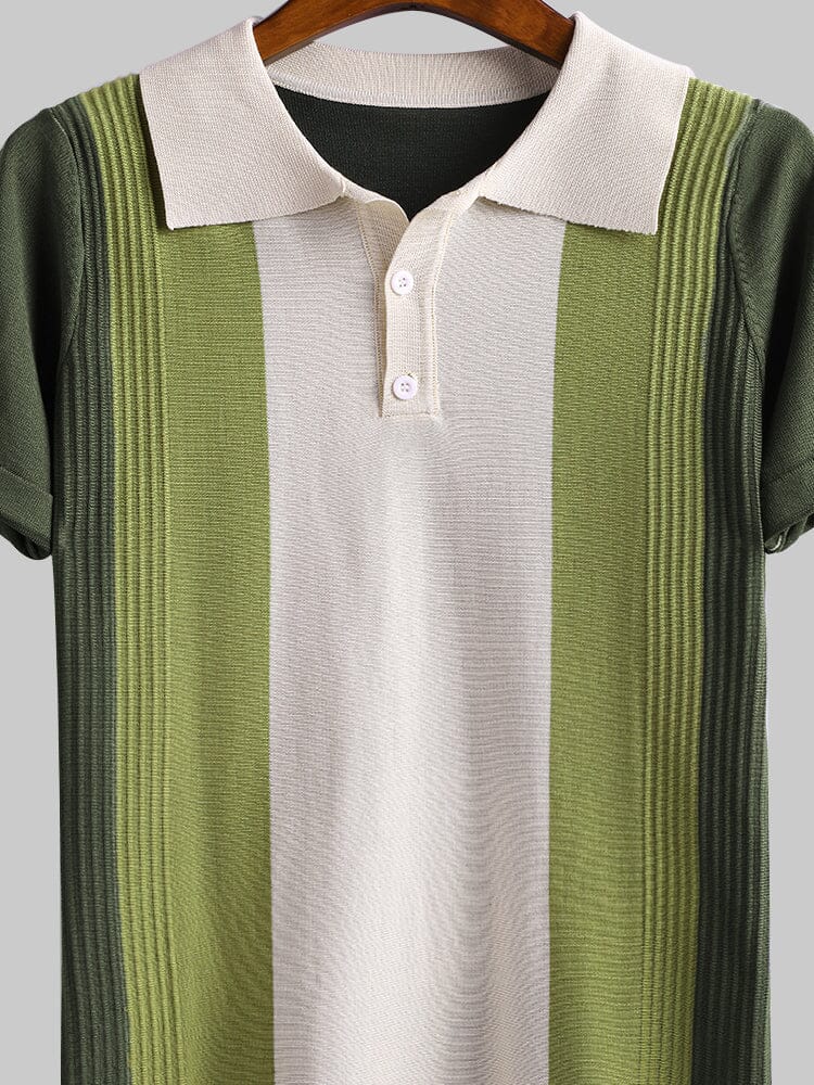 Coofandy Green Stripe Polo Shirt Polos coofandy 