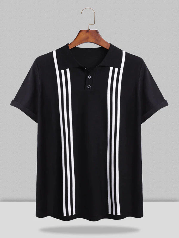 Coofandy Black Stripe Polo Shirts coofandy Black S 