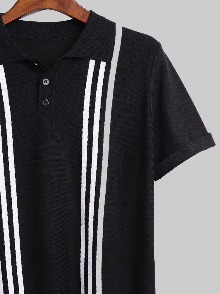 Coofandy Black Stripe Polo Shirts coofandy 