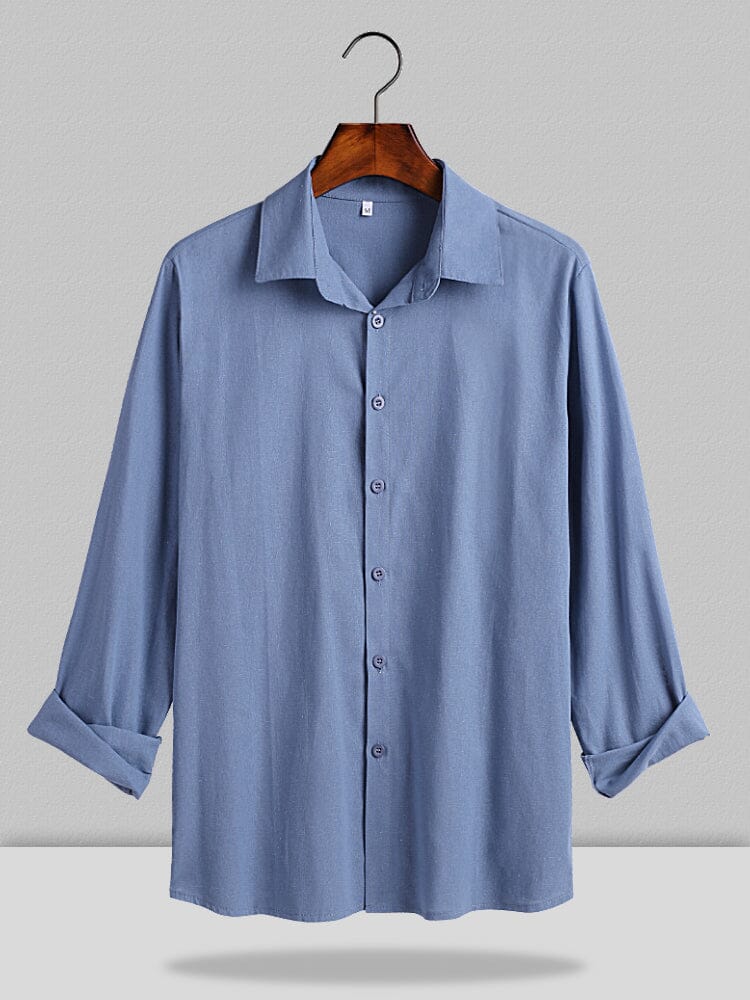 Three Quarter Sleeves Shirt With Pockets Shirts coofandy Blue M 