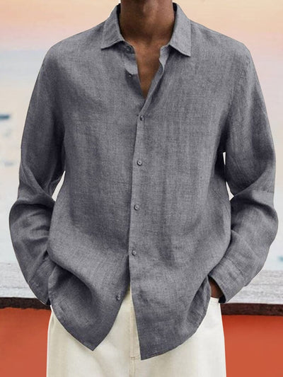 Coofandy Casual Linen Style Button Long Sleeves shirt Shirts coofandy Dark Grey M 