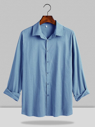 Three Quarter Sleeves Shirt With Pockets Shirts coofandy Clear Blue M 