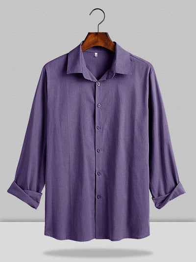 Three Quarter Sleeves Shirt With Pockets Shirts coofandy Purple M 