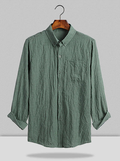Long Sleeves Shirt With Botton coofandy Green S 