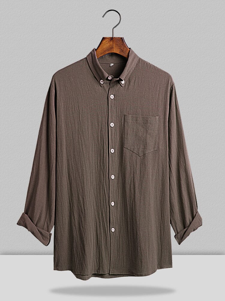 Coofandy Long Sleeves Shirt With Botton Shirts coofandy Brown S 