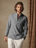 Cotton Linen Stripe Long Sleeve Shirts Shirts coofandy Black S 