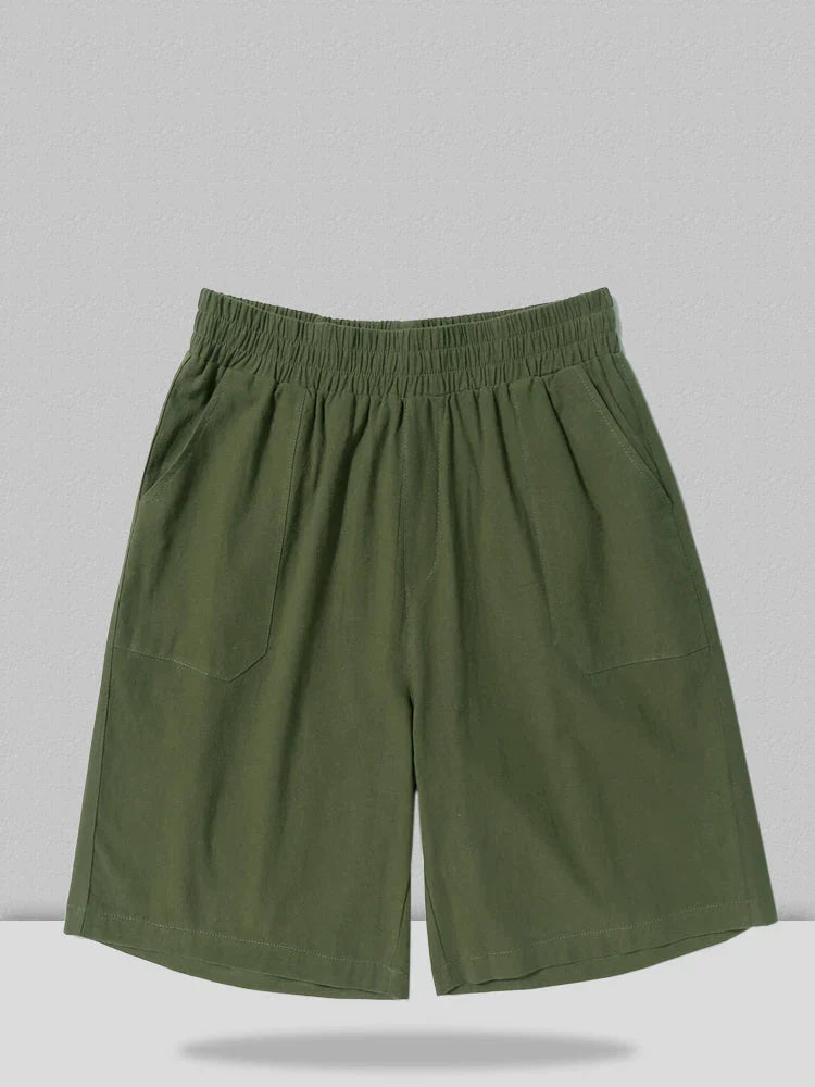 Linen Style Straight Casual Shorts Shorts coofandystore Army Green M 