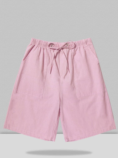 Coofandy Linen Style Multi-pocket Shorts Casual Pants coofandystore Pink S 