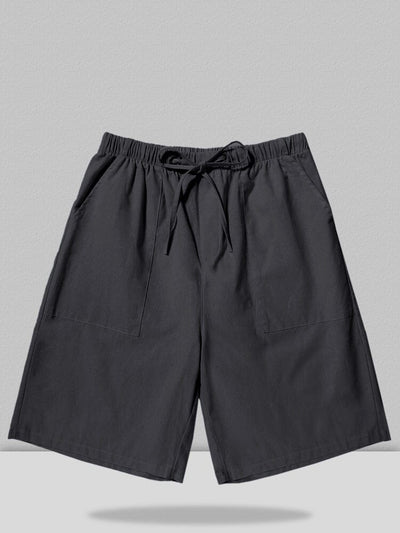 Coofandy Linen Style Multi-pocket Shorts Casual Pants coofandystore Black S 