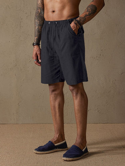 Cotton Linen Style Multi-pocket Shorts Shorts coofandystore Black S 