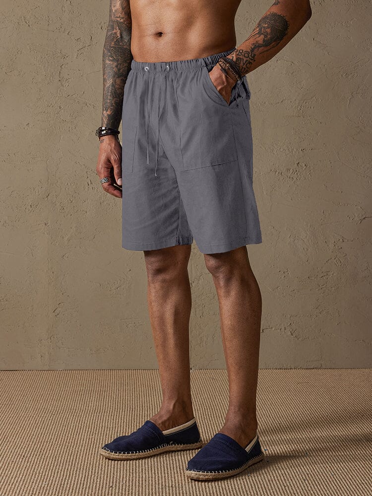 Cotton Linen Style Multi-pocket Shorts Shorts coofandystore Dark Grey S 