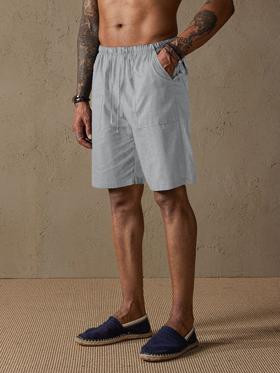 Cotton Linen Style Multi-pocket Shorts Shorts coofandystore Light Grey S 