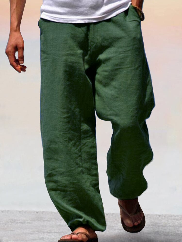 Soft Cotton Linen Wide Leg Pants Pants coofandystore Dark Green XS 