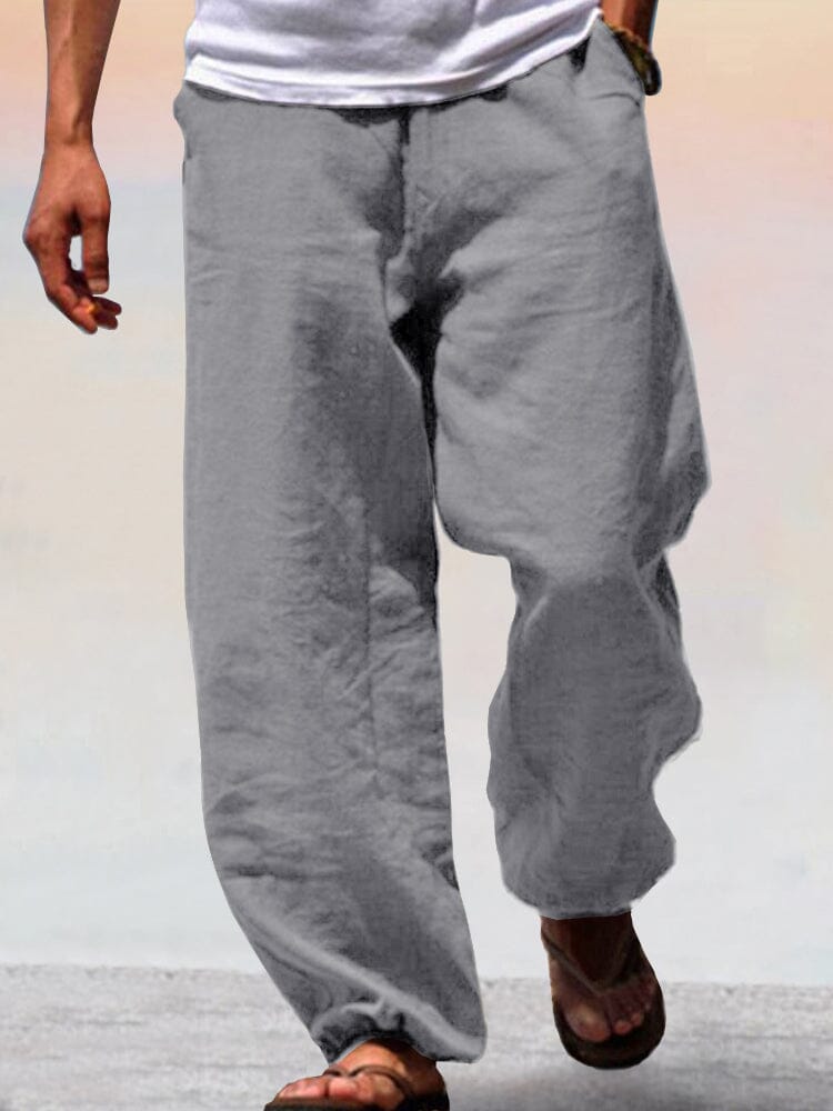 Soft Cotton Linen Wide Leg Pants Pants coofandystore Dark Grey XS 