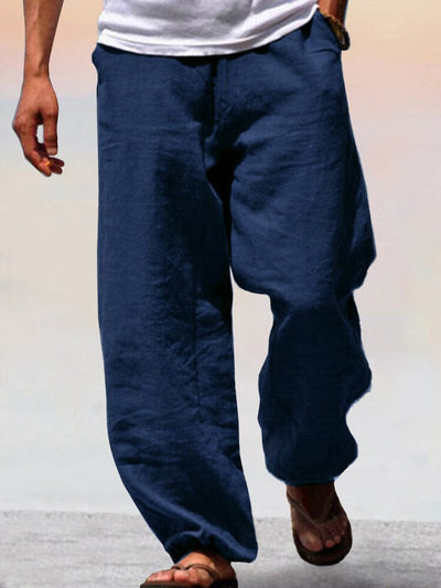 Soft Cotton Linen Wide Leg Pants Pants coofandystore Navy Blue XS 
