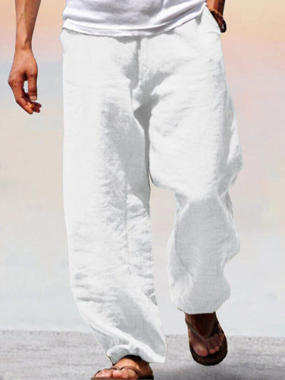 Soft Cotton Linen Wide Leg Pants Pants coofandystore White XS 