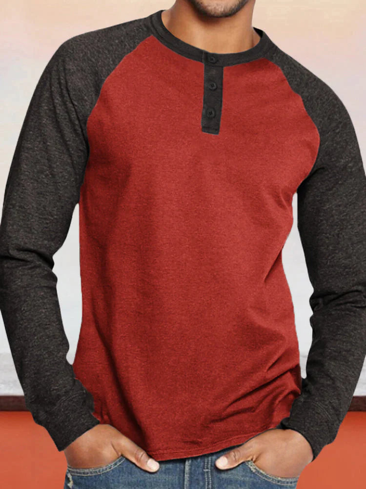 Bottoming Top Waffle Henry Shirt coofandystore Red S 