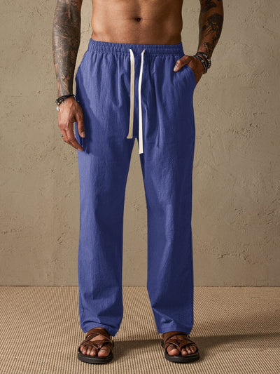 Linen Style Loose Straight Pants Pants coofandystore Blue M 