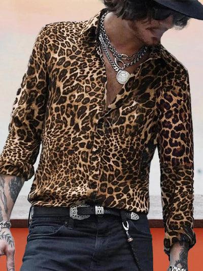 Leopard Print Long Sleeved Shirt Shirts coofandystore 