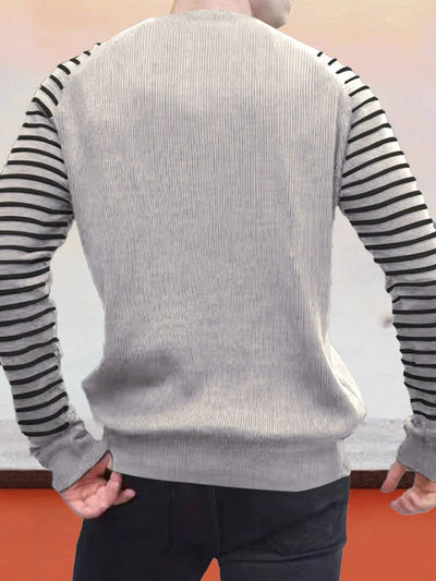 Striped Patchwork Cotton Knit Sweater coofandystore 