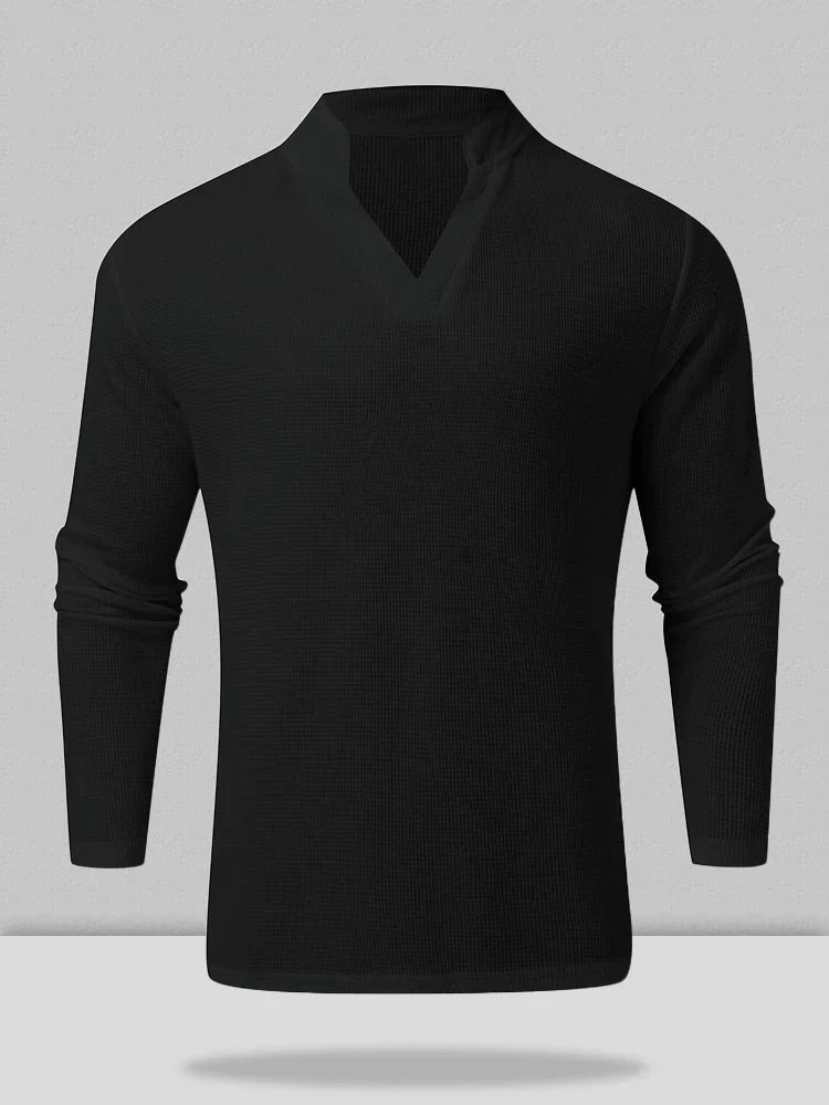 Solid V-Neck Polo Shirt coofandystore 