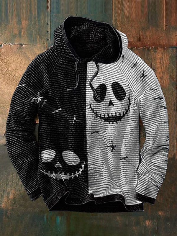 Halloween Ghost Black and White Face Hoodie coofandystore Black M 