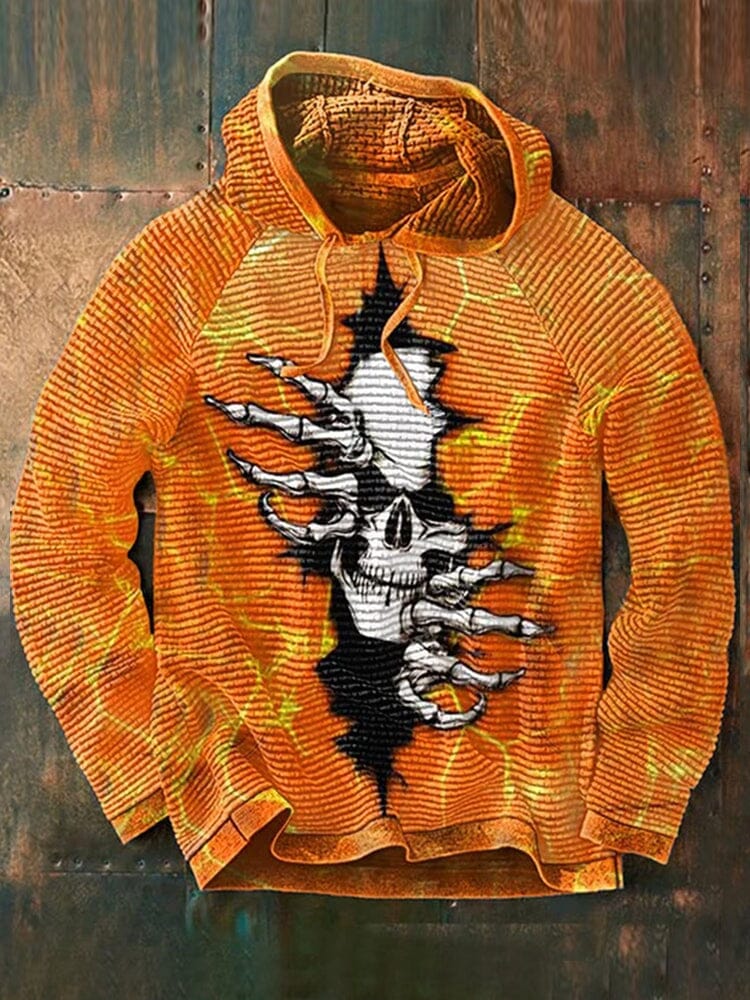 Halloween Ghost Orange Face Hoodie coofandystore Orange M 