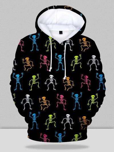 Halloween Skeleton Hooded Sweatshirt coofandystore Pattern1 S 
