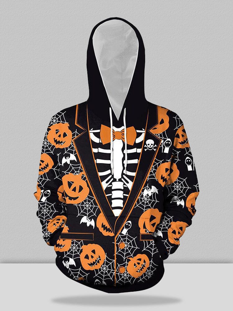 Halloween Skeleton Pumpkin Hoodie coofandystore Pattern1 S 