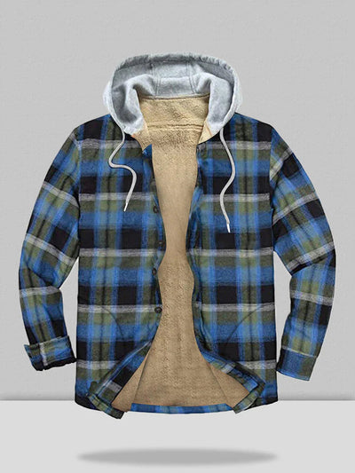 Flannelette Plaid Long Sleeve Hooded Jacket coofandystore 