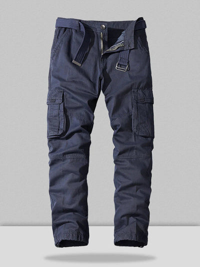 Cotton Loose Straight Multi-Pocket Pants coofandystore Navy Blue S/30 