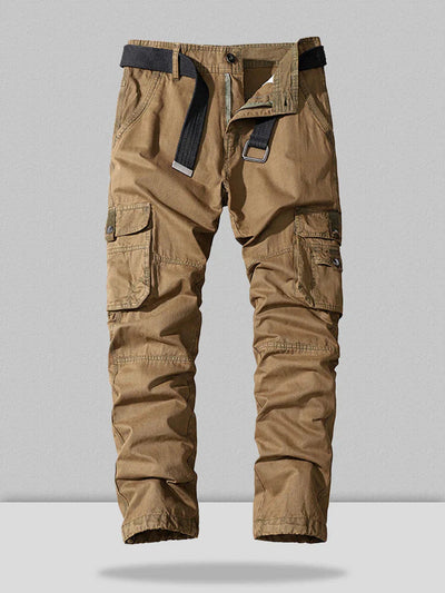 Cotton Style Multi-pocket Straight Pants coofandystore Khaki S/30 