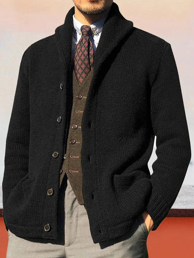 Solid Color Long Sleeve Knit Cardigan Jacket coofandystore Black M 